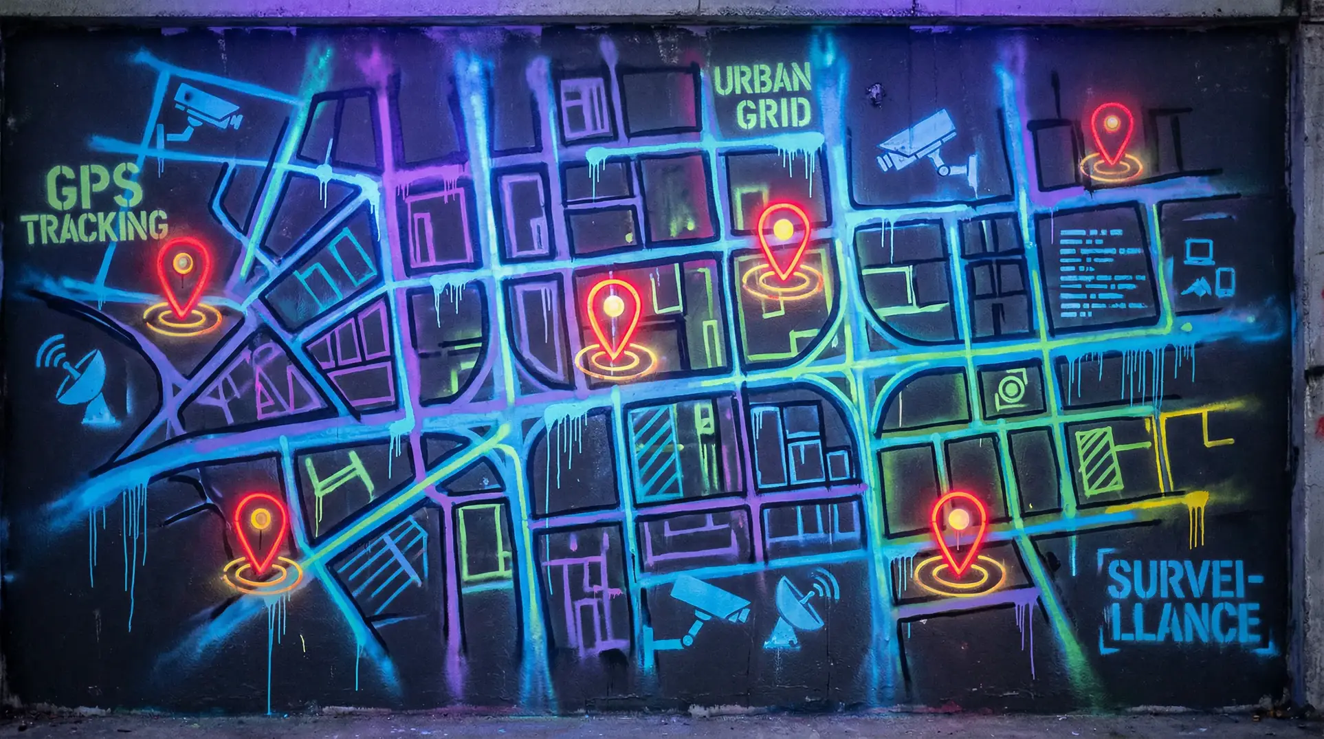 墓地苔 狗仔追踪地图 - 城市涂鸦风格